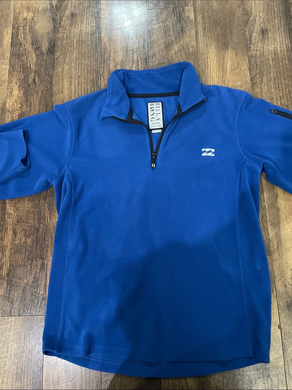 Vintage Billabong Men's Cobalt Blue Half-Zip Fleece Pullover
